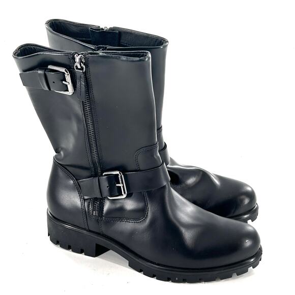 Ecco Modtray Moto Boots 5.5 36 Black NWOT Leather Ankle Booties Biker Grunge 90s - Picture 5 of 10
